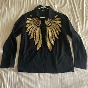Black and Gold Embellished Women's shirt